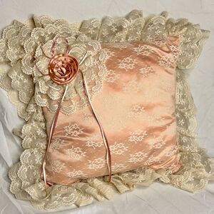 Vintage Victorian Style Lace Pillow Roses Satin Boudoir Feminine Country Glamour